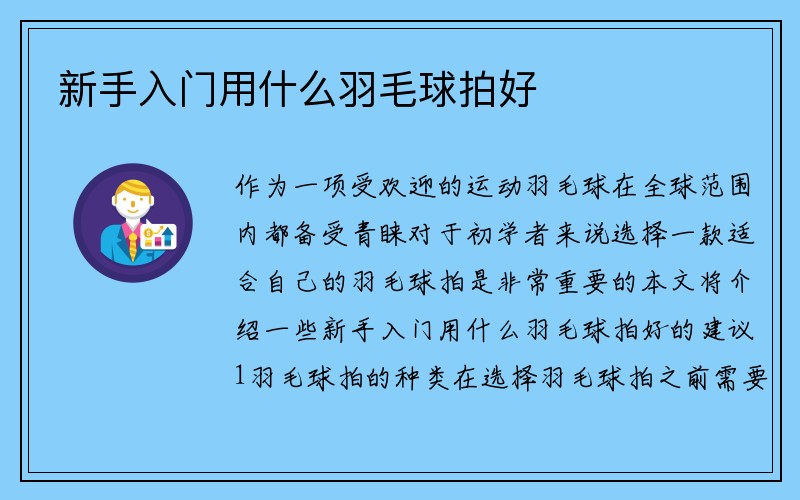 新手入门用什么羽毛球拍好