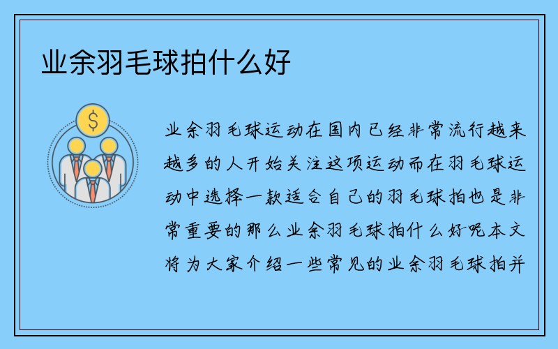 业余羽毛球拍什么好